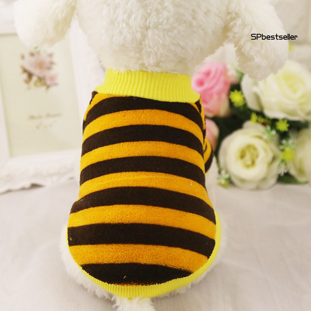 Trang Phục Vải Nhung San Hô Kẻ Sọc Giữ Ấm Mùa Thu Cho Thú Cưng