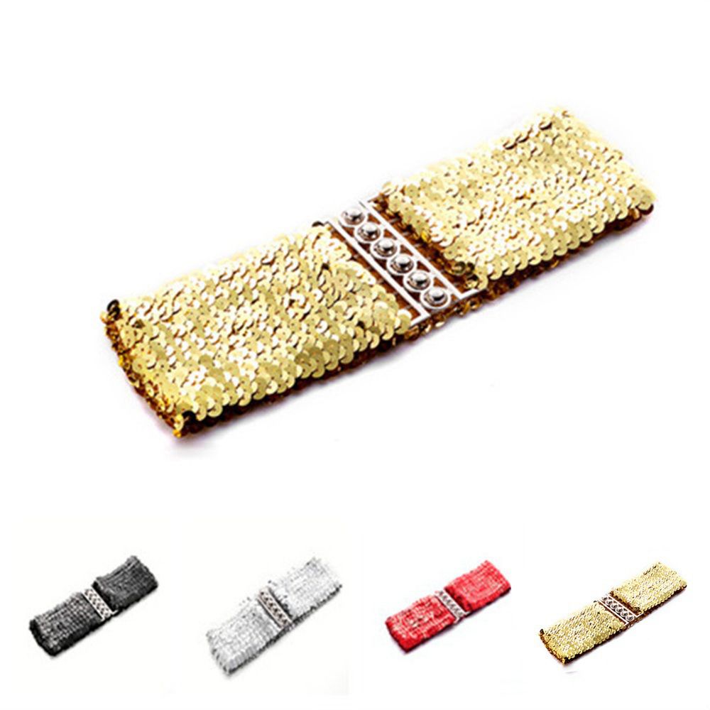 Thắt lưng bản to đính sequin lấp lánh thời trang sang trọng cho nữ