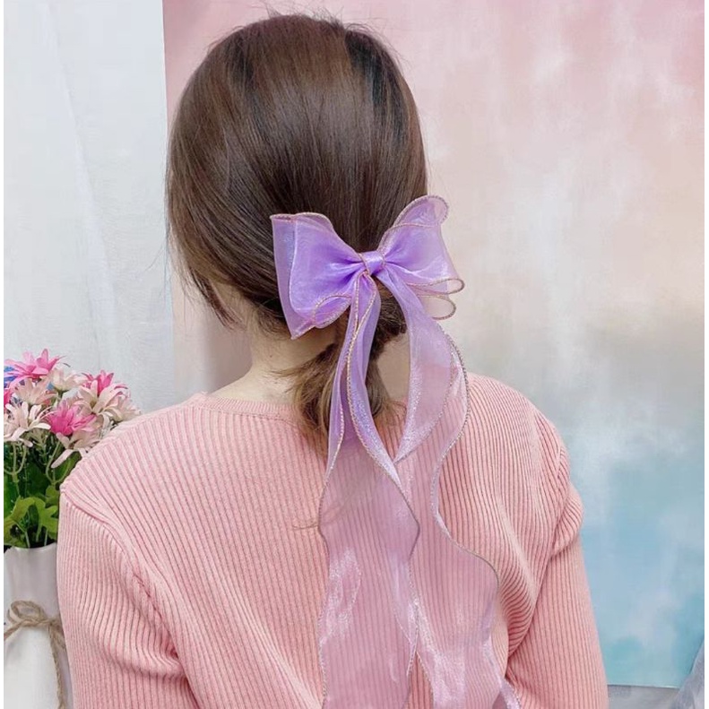 Cài kẹp tóc nơ dài ruy băng phong cách Hàn Quốc cổ trang Lh0917399527