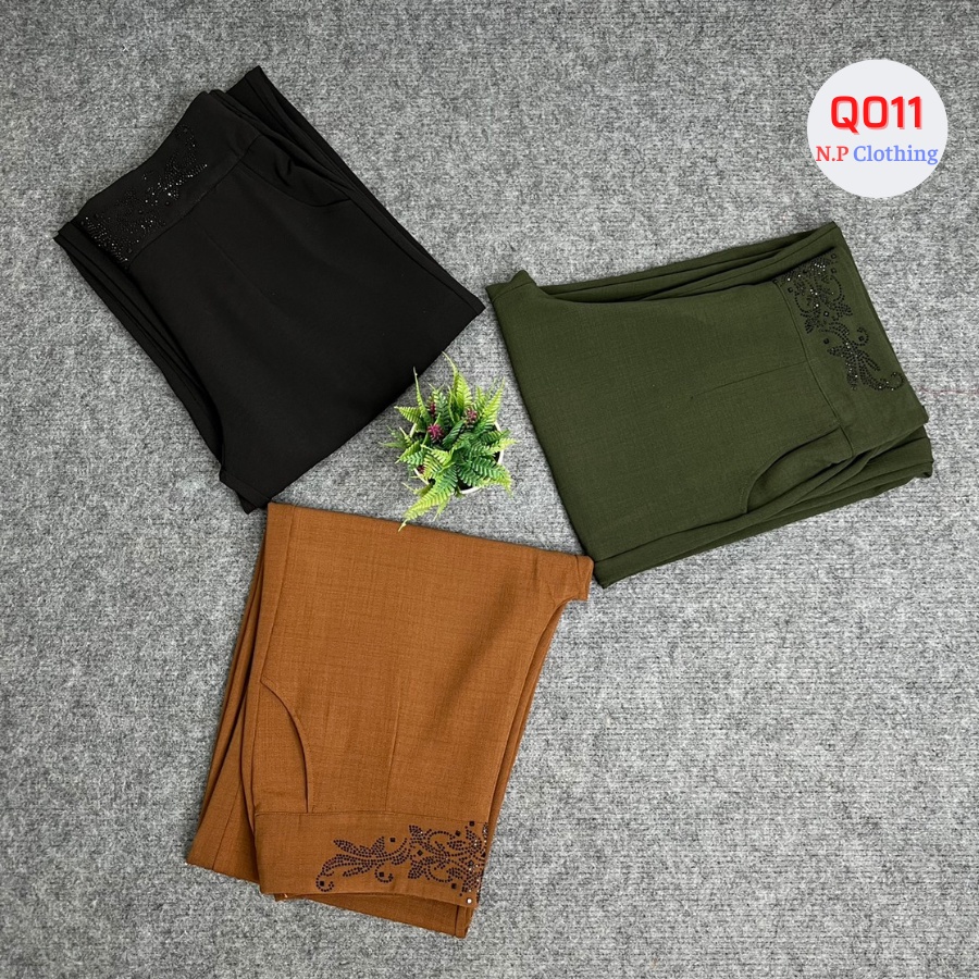 Quần Ống Suông Nữ Q021, Mẫu Quần Dài 9 Tấc Có Nút Lưng Thun Mặc Tôn Dáng Sang Trọng | Đồ Trung Niên NP Clothing U40