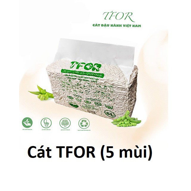 HN- Cát đậu phụ Tofu TFOR  Cát vệ sinh cho mèo làm từ bã đậu nành Hữu cơ hòa tan trong bồn cầu và mèo ăn không sao