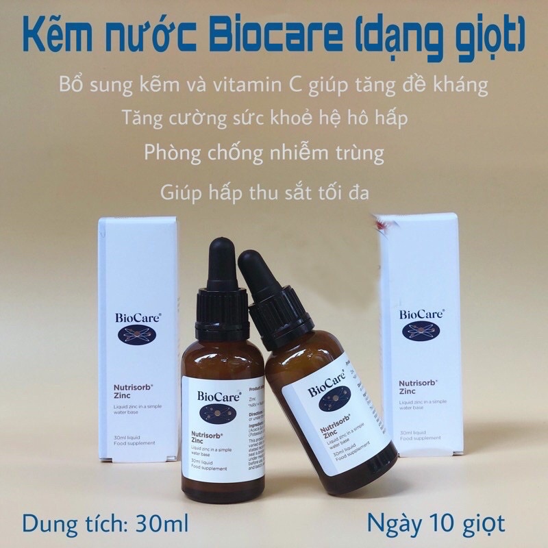 KẼM GIỌT BIOCARE TĂNG CƯỜNG SỨC ĐỀ KHÁNG CHO BÉ TỪ 3M ĐẾN 5TUỔI ANH