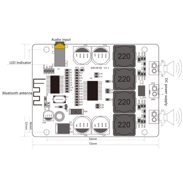 Mạch Bluetooth HIFI CHÍNH HÃNG SANWU 30W×2