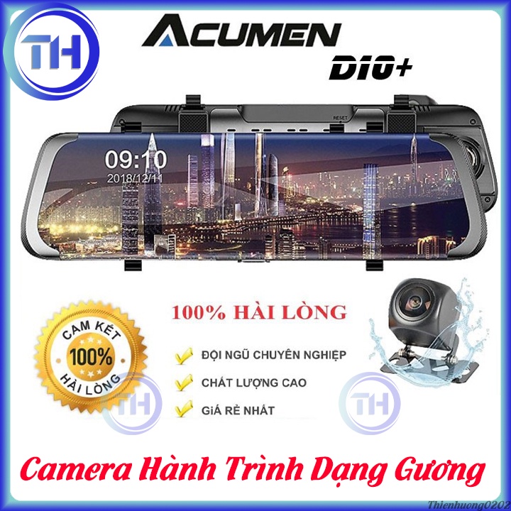 [Dây Camera sau 15m] Camera Hành Trình Gương Ghi Hình Trước Sau Acumen D10+