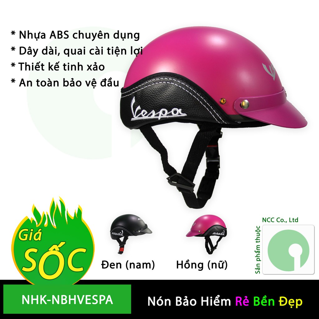 Mũ nón bảo hiểm nam nữ giúp an toàn - bảo vệ đầu khi tham gia giao thông - NHK-NBHVESPA-H (Nhiều màu)