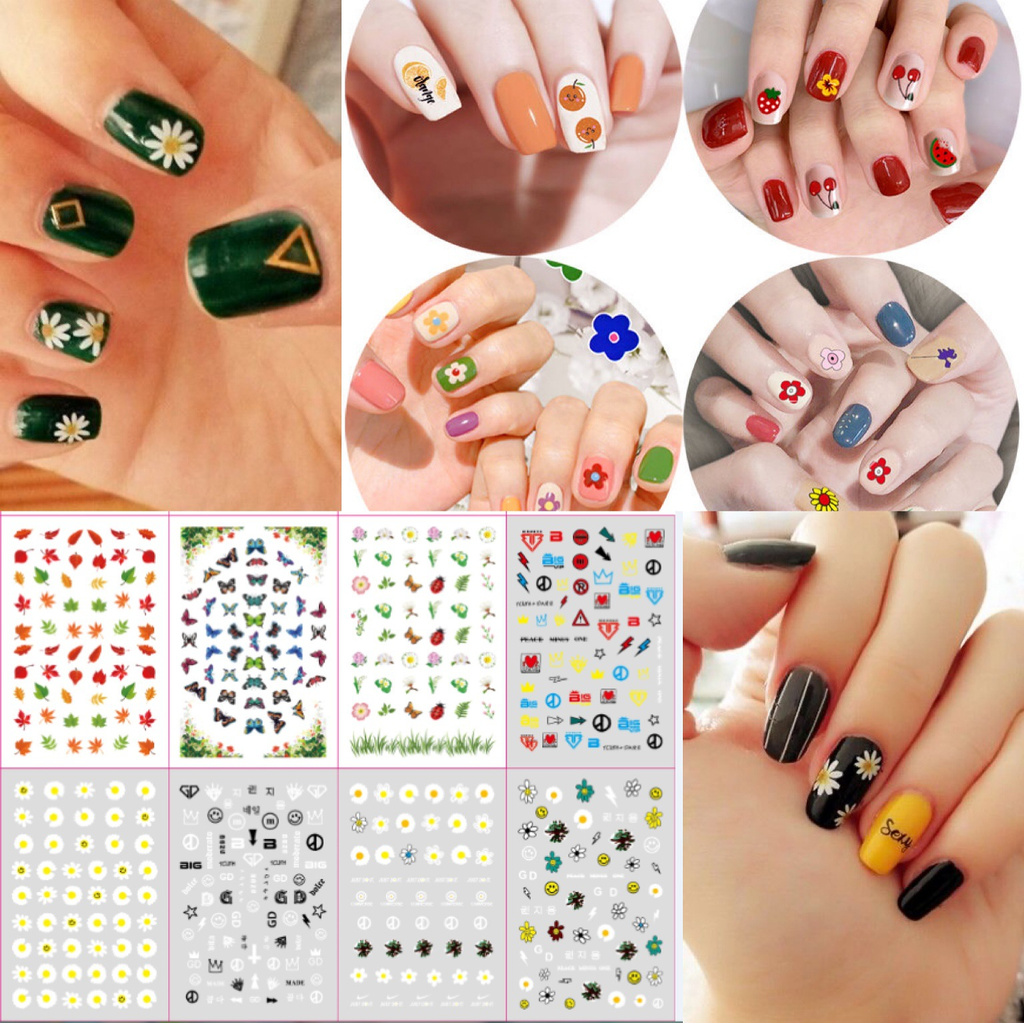 Hình Dán Móng Tay Dễ Thương Với Hoa Văn Lột Vỏ.