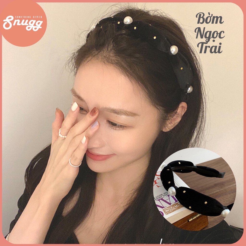 Bờm tóc - Băng đô nhung đính hạt bản nhỏ Snugg Việt SNU2105