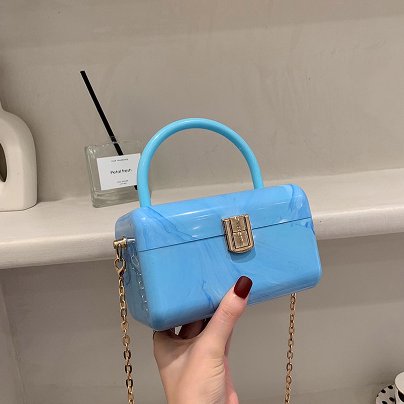 Túi IELGY màu acrylic có dây xích thời trang cho phụ nữ