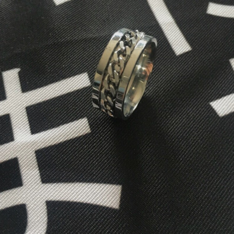 Nhẫn Thép Titan Kiểu Dáng Đơn Giản Phong Cách Hip Hop Retro