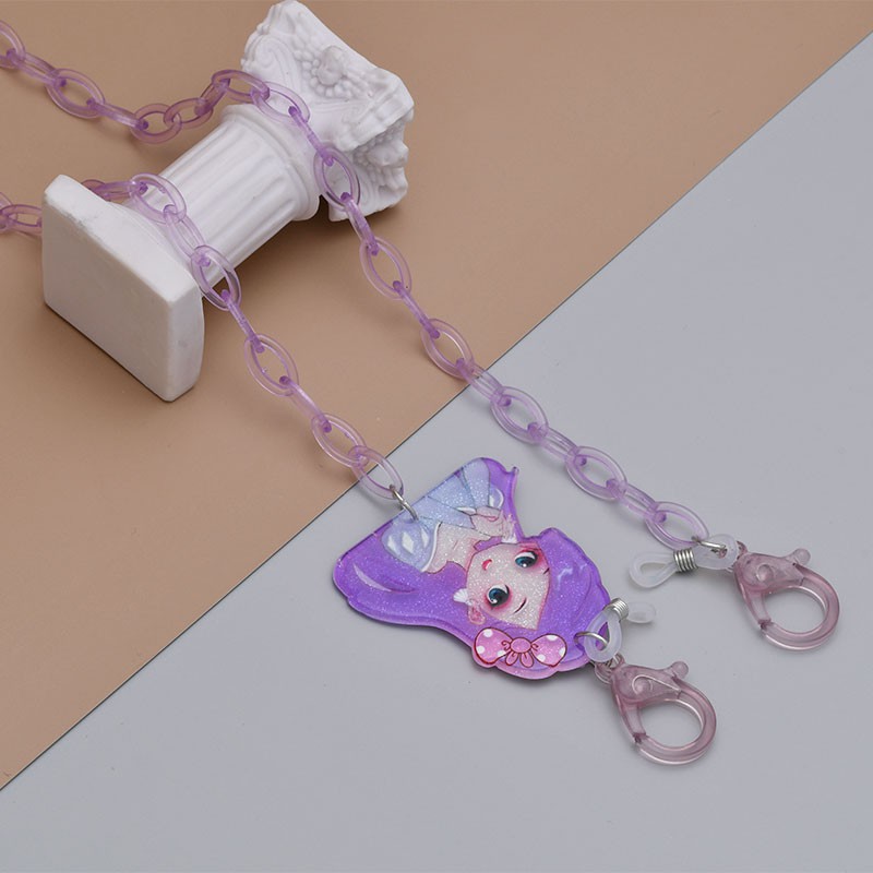 XiaoboACC Dây Đeo Khẩu Trang/ Kính Màu Kẹo Acrylic Trong Suốt Cho Trẻ Em 60CM