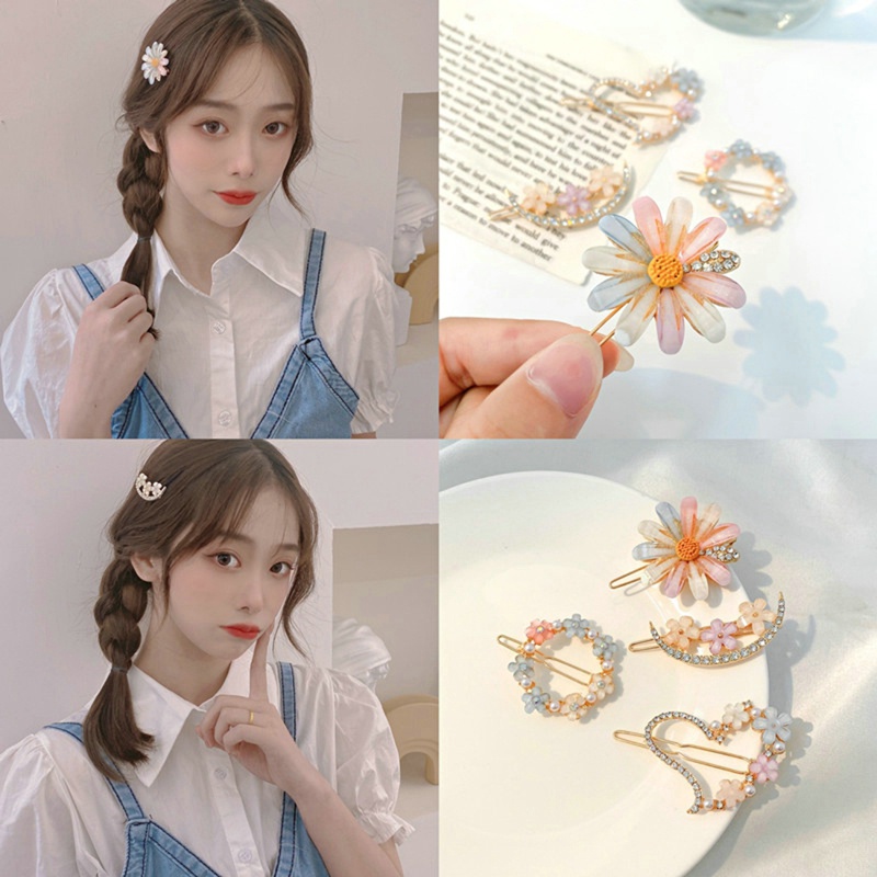 Net Korea Dongdaemun Crystal Hair Clip Side Clip Girly Korean Style Geometric Clip Bangs Clip Ladies Accessories Fashion Accessories Temperament Headdress