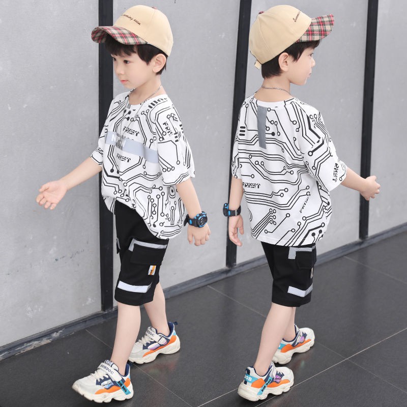 Quần áo trẻ em bé trai phù hợp với mùa hè 2021 kiểu tây mới của xu hướng ngắn tay đẹp hai mảnh [đăng ngày 8 thán