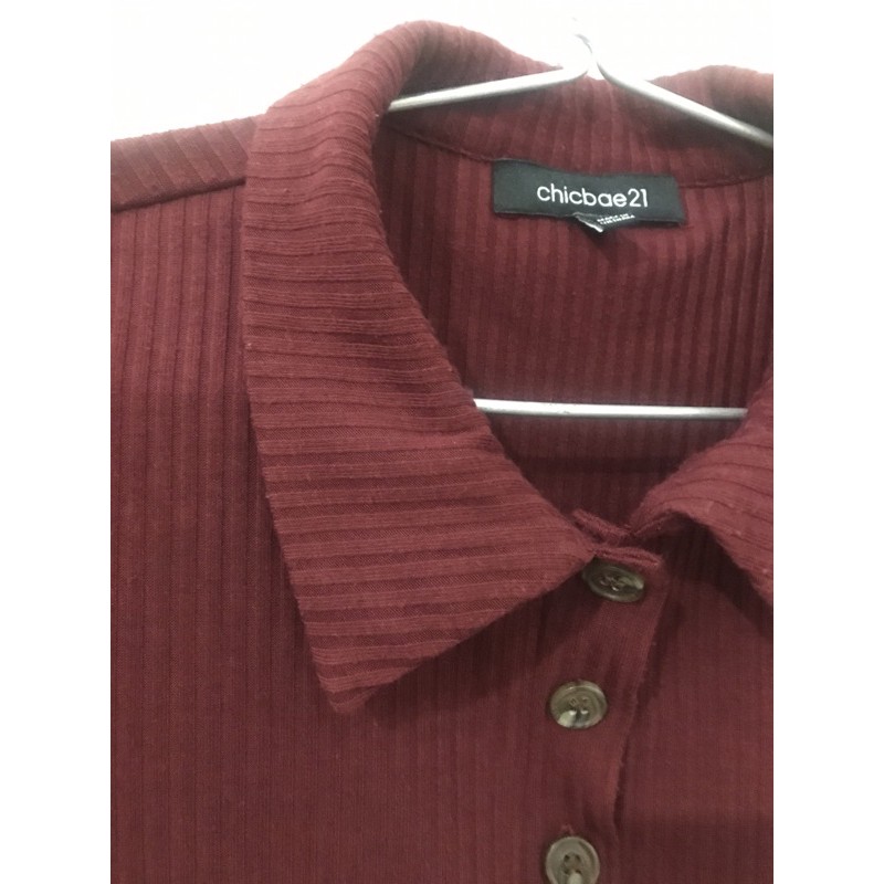 Croptop thun gân đỏ