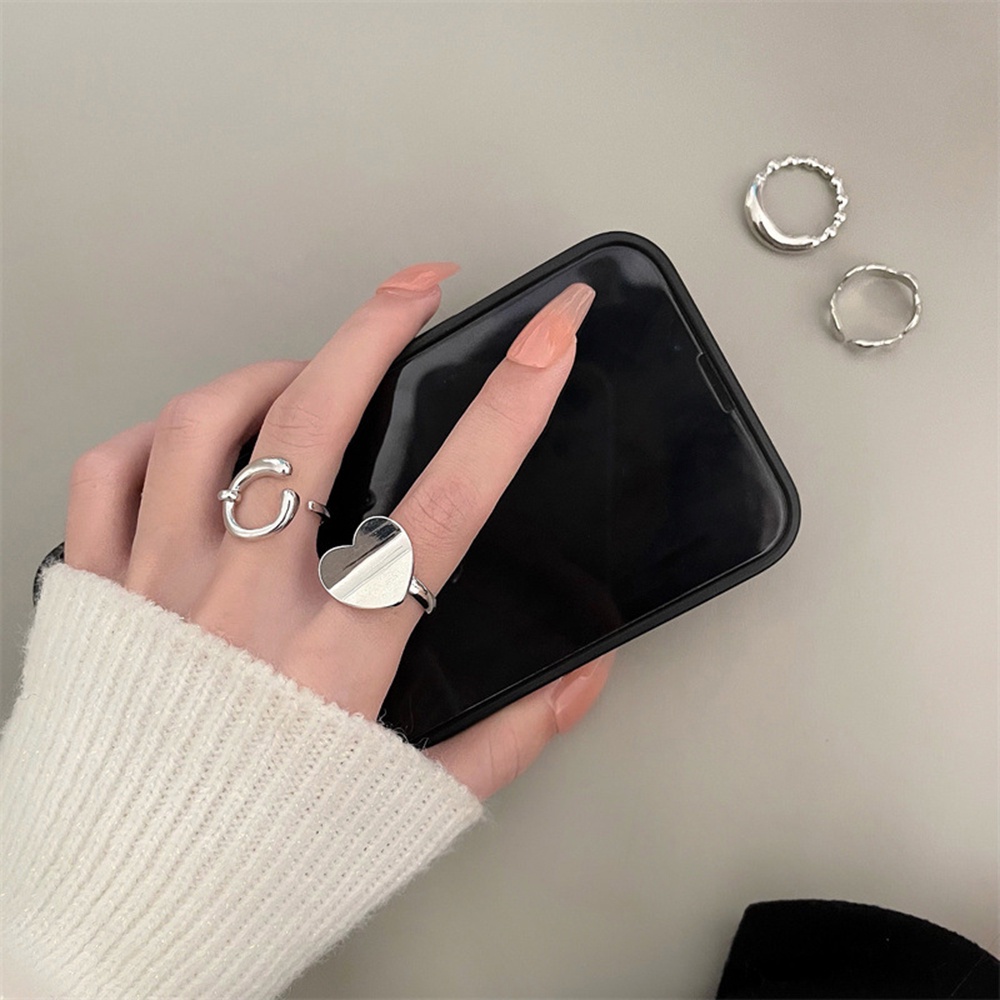 Nhẫn Hở Kiểu Dáng Hình Học Đơn Giản Phong Cách Cổ Điển