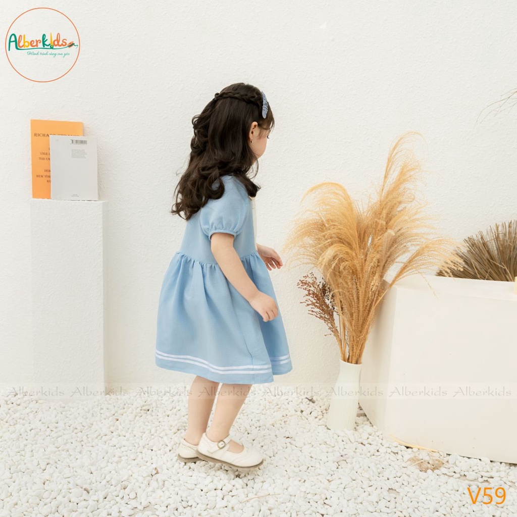 Váy bé gái ALBERKIDS cổ thủy thủ cho trẻ em 2,3,4,5,6,7,8,9,10,11,12 tuổi