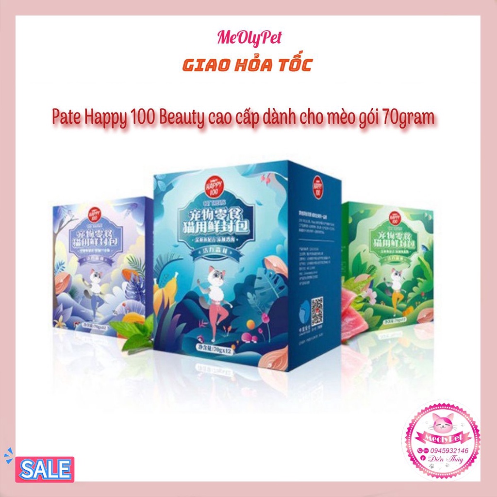 [Chính hãng] Pate mèo HAPPY 100 BEAUTY gói 70gram