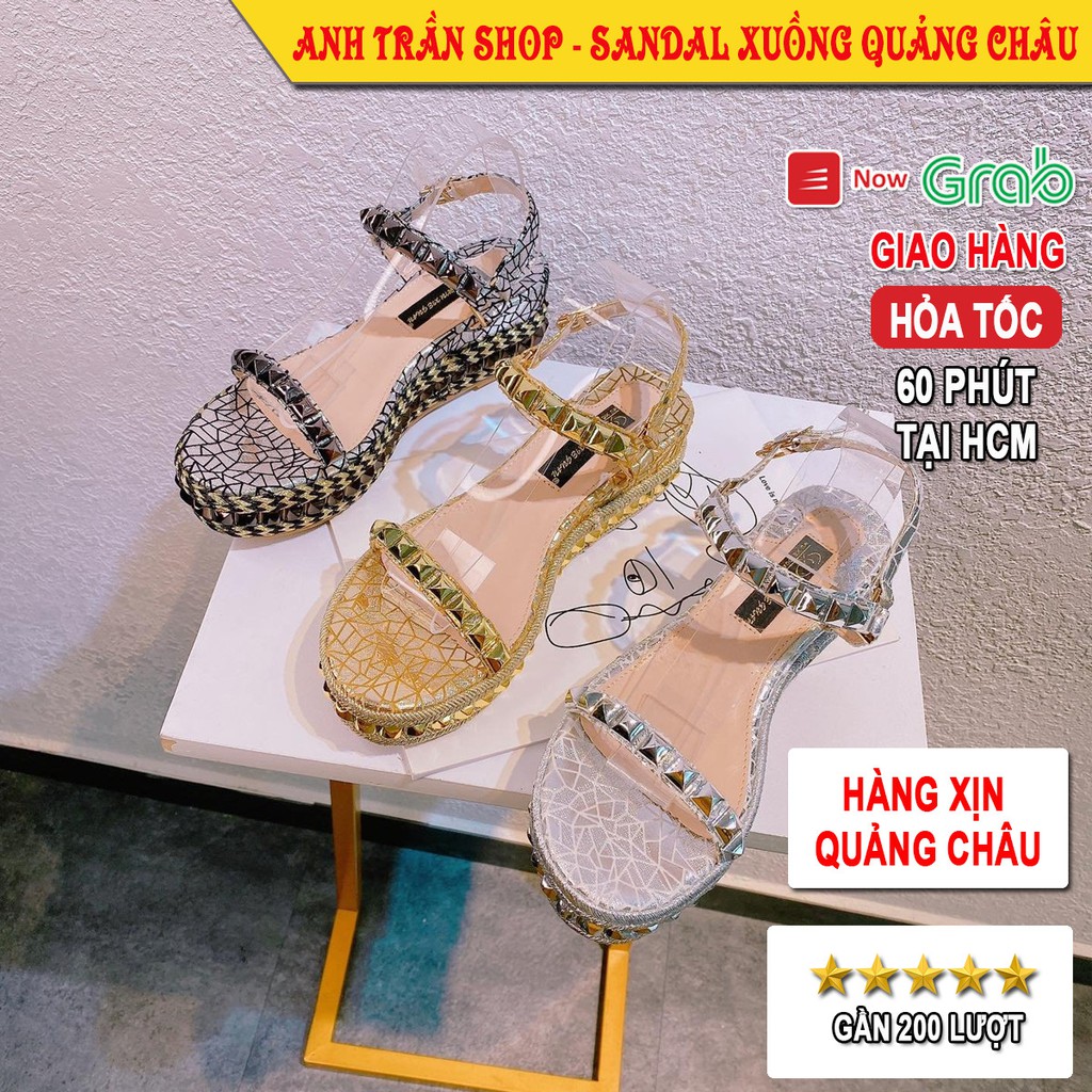 GIÀY SANDAL ĐẾ XUỒNG ĐINH TÁN NỮ DƯỚI 7CM QUẢNG CHÂU