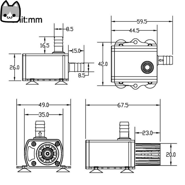 Máy Bơm Nước Mini 4 Chế Độ Dc12V Usb 5v