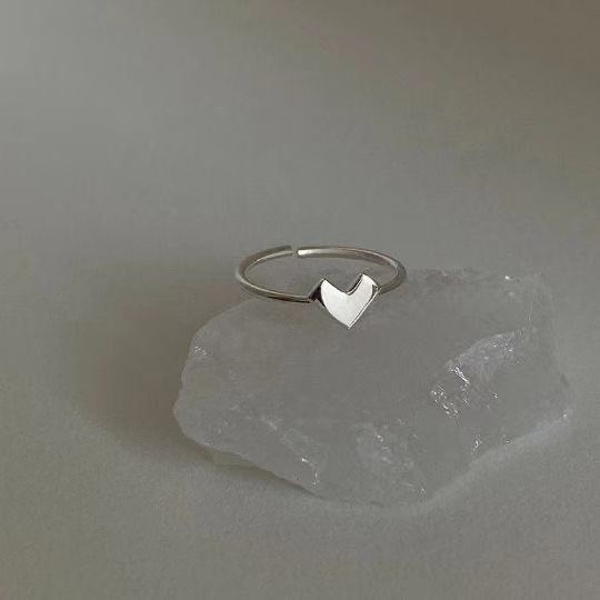 Nhẫn mạ bạc trang trí hình trái tim nhỏ thời trang Hàn Quốc chất lượng cao