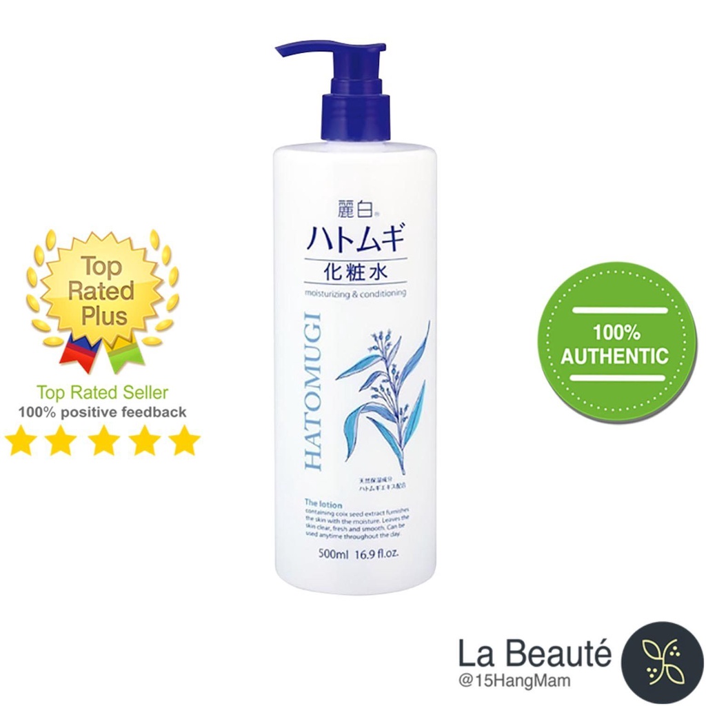 Reihaku Hatomugi Lotion -  Nước Hoa Hồng Ý Dĩ Cấp Ẩm, Se Khít Lỗ Chân Lông Chai Trắng 500ml