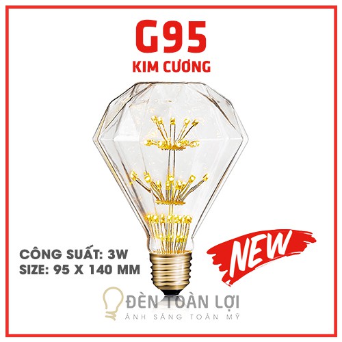 Bóng G95 diamond hoa 3W trang trí quán cafe, ánh sáng bông tuyết - Đèn Toàn Lợi