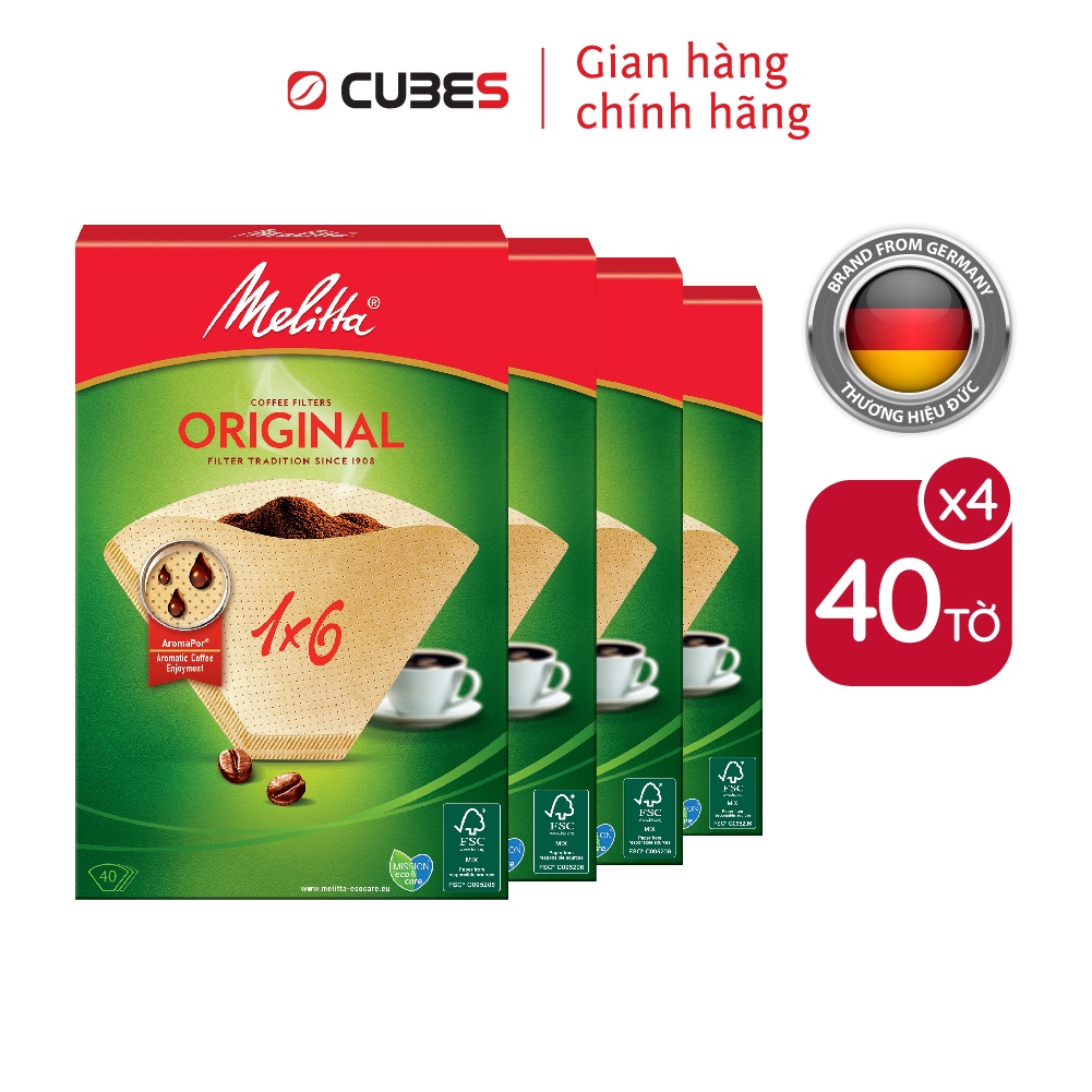 Combo giấy lọc Melitta 1x6 - Nhập khấu chính hãng 100% từ thương hiệu Melitta, Đức