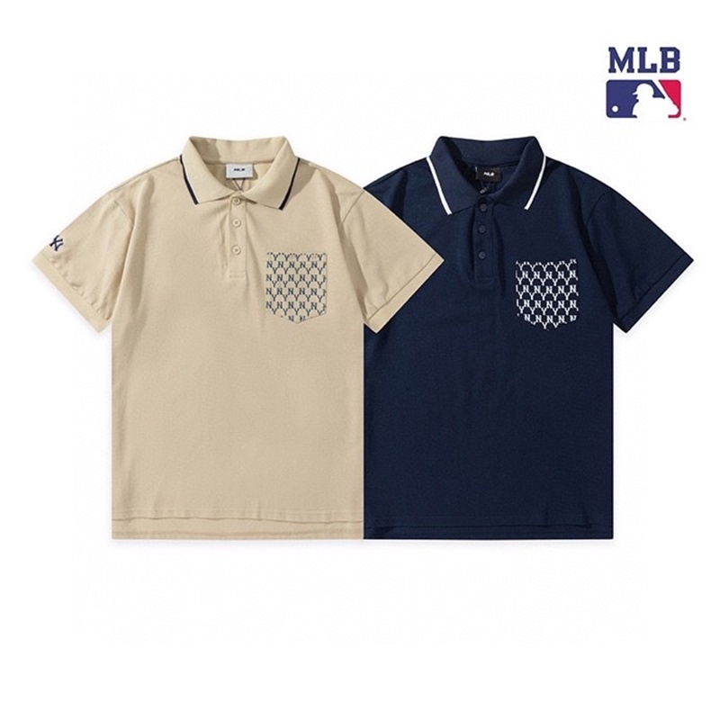 Áo thun polo cotton ngắn tay thời trang MLB NY cho nam và nữ