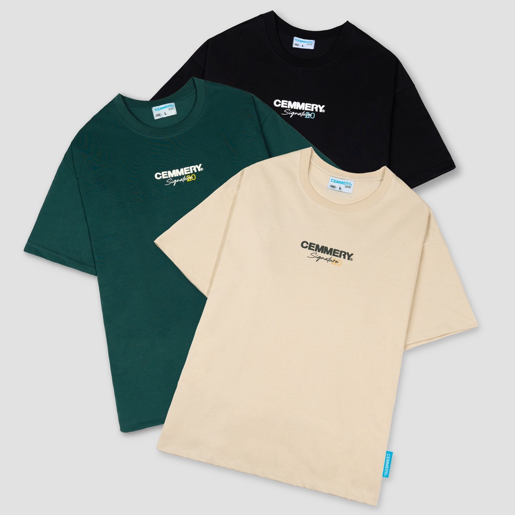 Áo thun LocalBrand Cemmery " SIGNATURE - áo thun form rộng unisex tay lỡ xanh lá nam nữ cotton 100% cao cấp