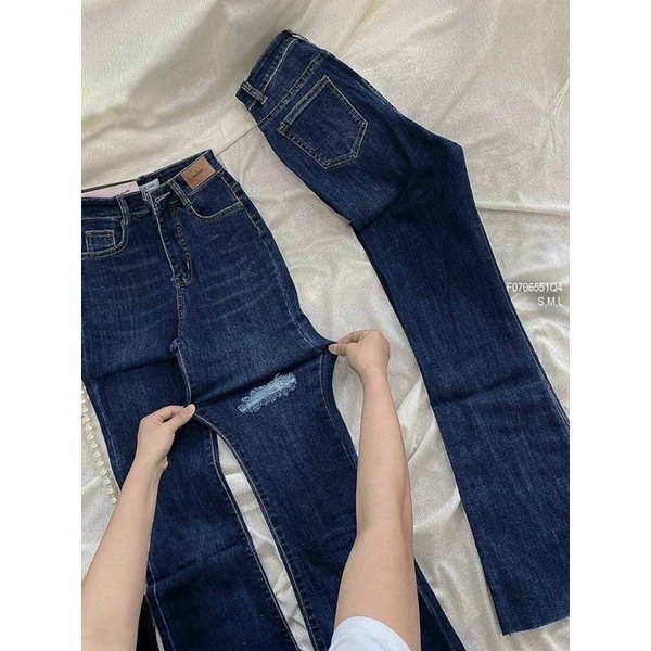 Quần jean dài ống loe mài rách ống nhẹ NGẦU TT0706