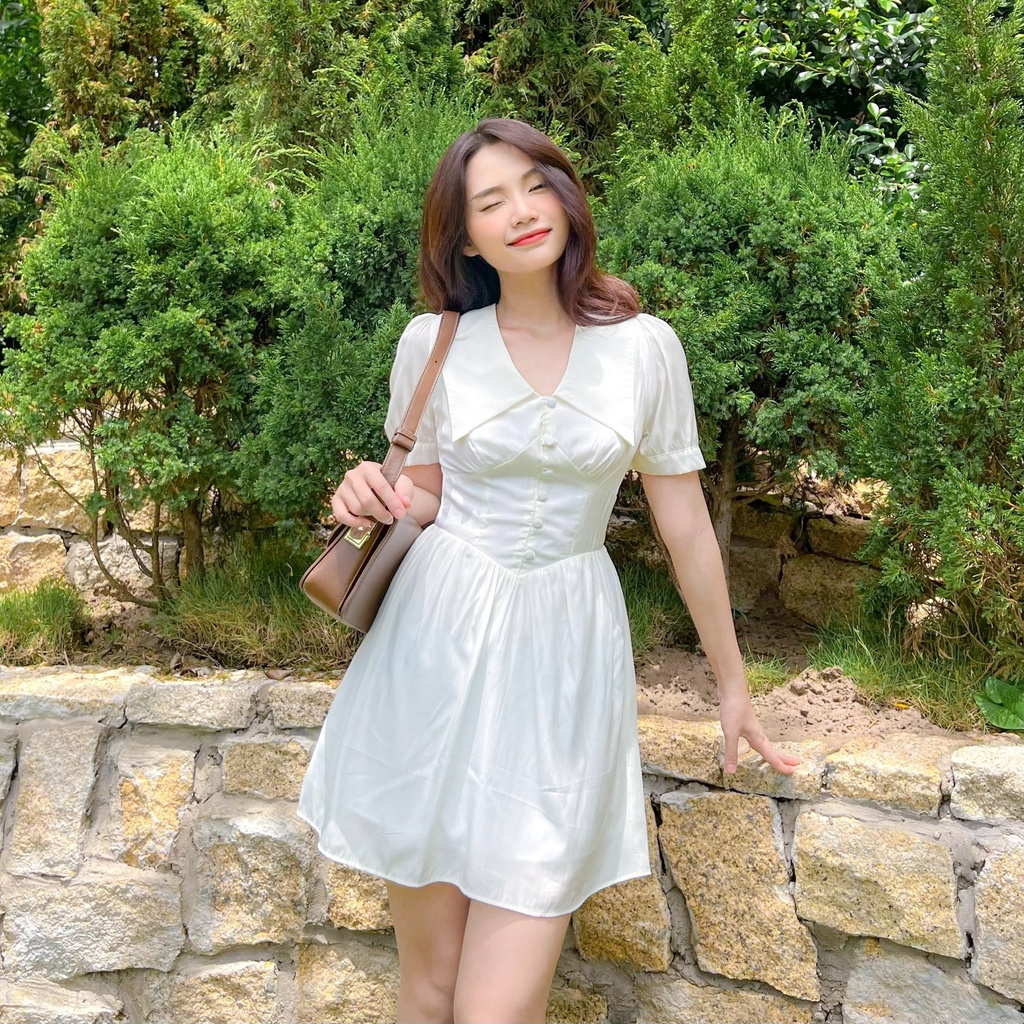 Đầm JAYLA - Đầm cổ trụ nẹp nút