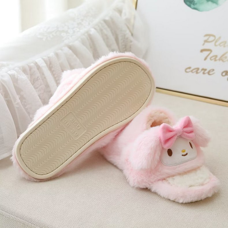 SANRIO Dép Bông Đi Trong Nhà Chống Trượt Hình Kuromi Cinnamoroll Melody Đáng Yêu