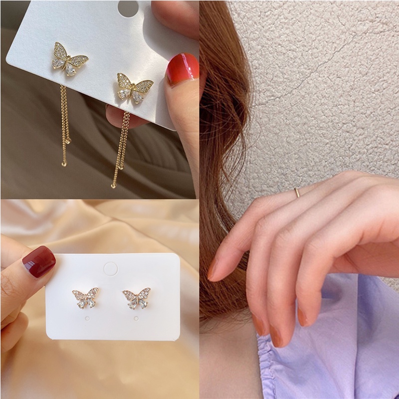 Bông Tai Tua Rua Hình Bướm Phong Cách Hàn Quốc Thời Trang Sang Trọng Cho Nữ