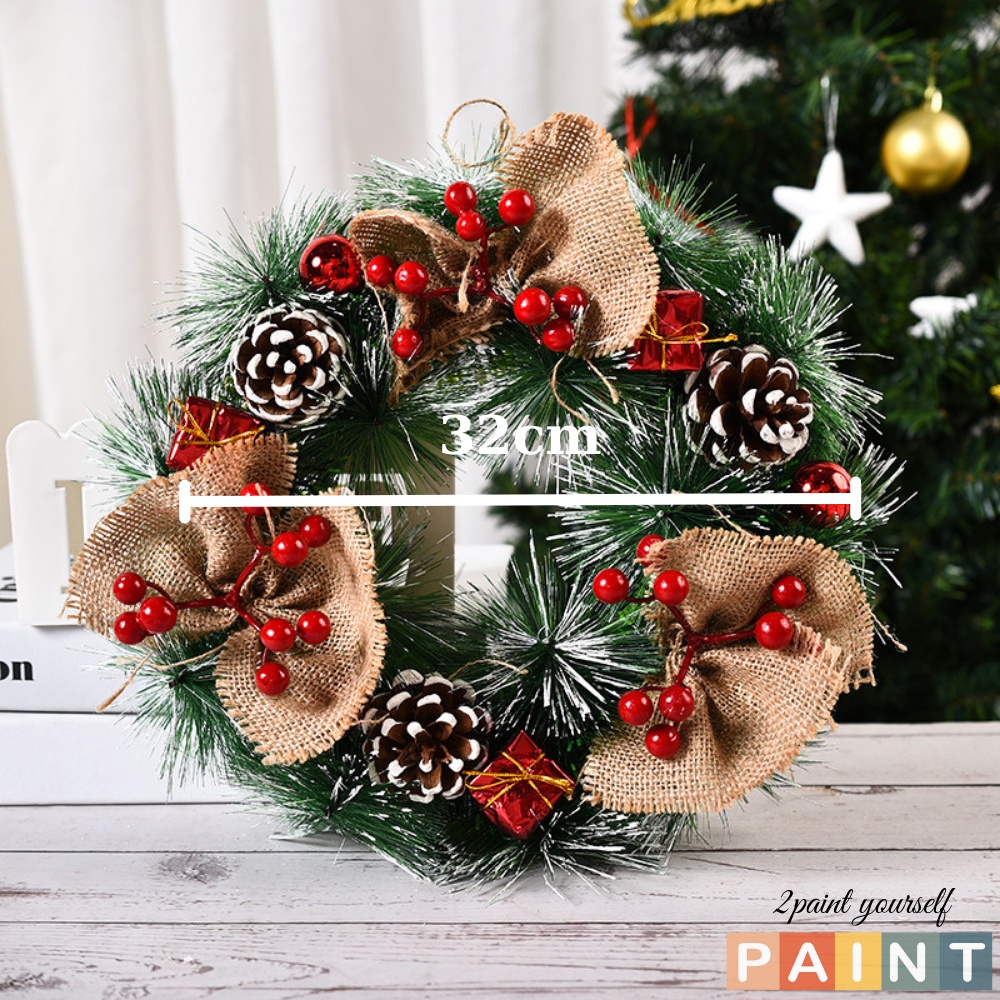 Vòng nguyệt quế noel treo cửa decor trang trí nội thất giáng sinh