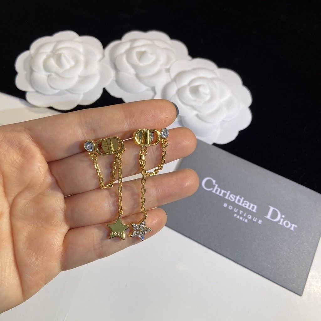 DIOR Khuyên Tai Bạc S925 Họa Tiết Chữ CD Thời Trang Dành Cho Nữ