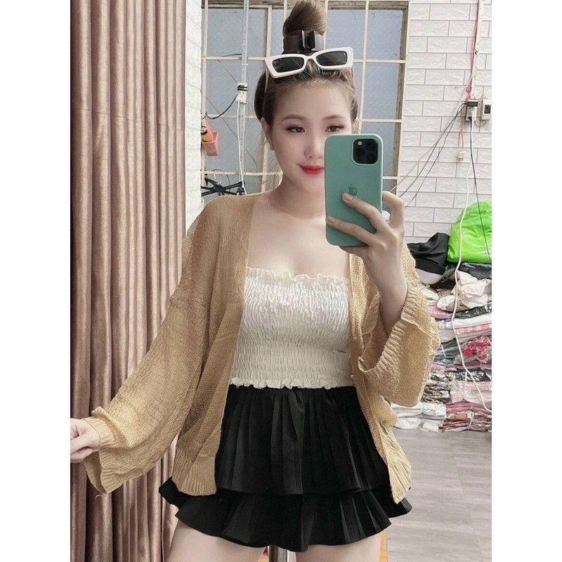 Áo khoác cardigan 🤤Freeship🤤 áo khoác nữ chất len lưới mỏng nhẹ siêu sang chảnh chống nắng