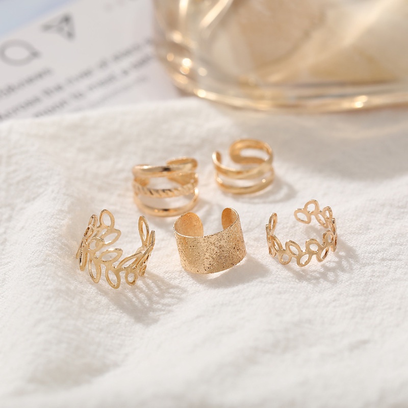 Set 5 Khuyên Tai Nữ Hình Chiếc Lá Thời Trang