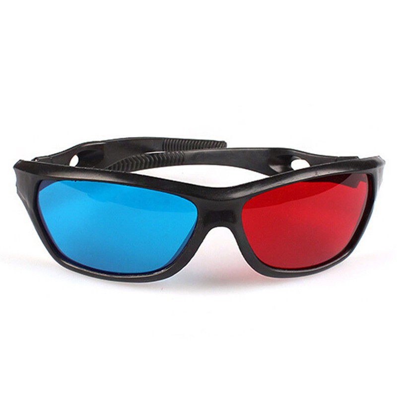Mắt Kính 3D Gọng Đen Đỏ Xanh Dương Dùng Xem Phim DVD
