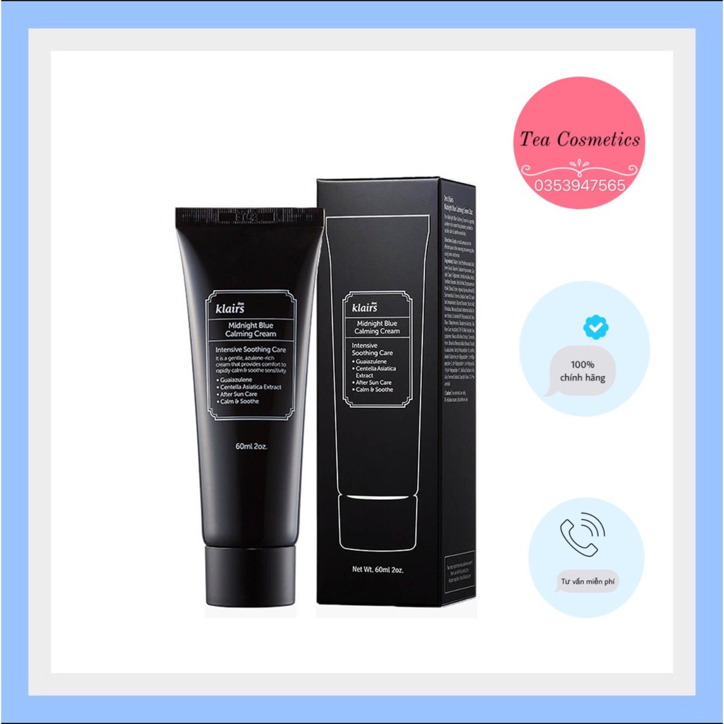 Tuýp 60ML Kem Dưỡng Làm Dịu Và Phục Hồi Da Dear Klairs Midnight Blue Calming Cream