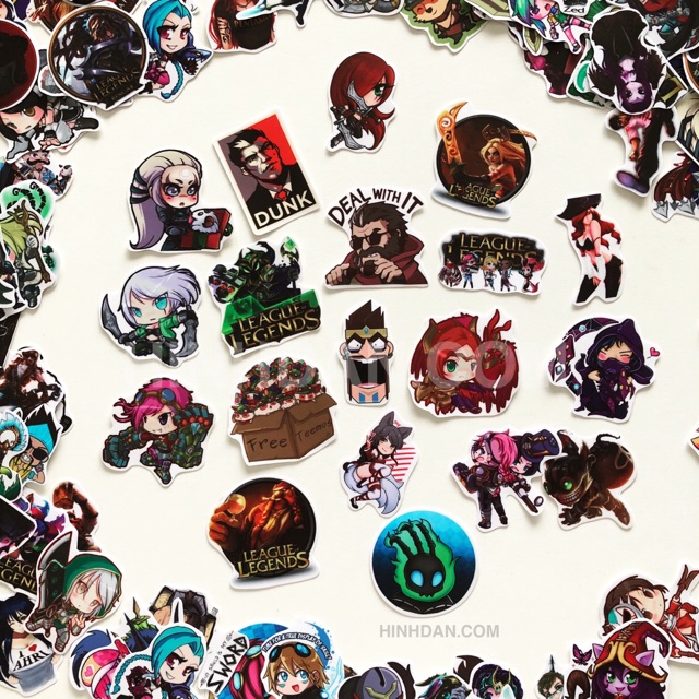 Sticker LIÊN MINH HUYỀN THOẠI - LOL decal hình dán chống nước trang trí xe, laptop, nón bảo hiểm