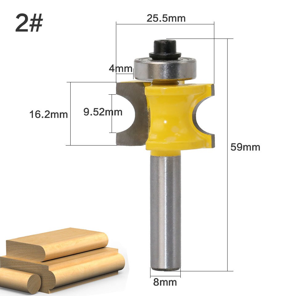 Bộ 5 mũi phay gỗ bán nguyệt cốt 8MM, 12MM, 12.7MM.