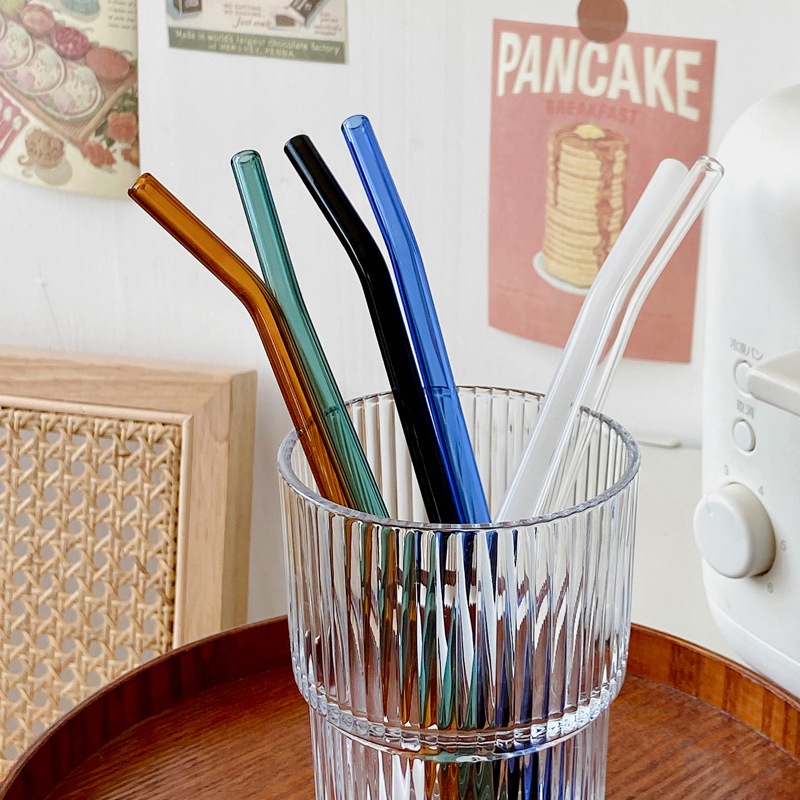 Ống hút thủy tinh borosilicat có thể tái sử dụng nhiều màu tùy chọn
