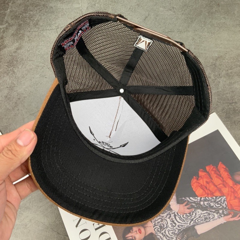 Nón Kết Phối Lưới Mix Da Lộn Thêu UFE STYLE Bụi Bặm Vá Kết Nâu Nam nữ