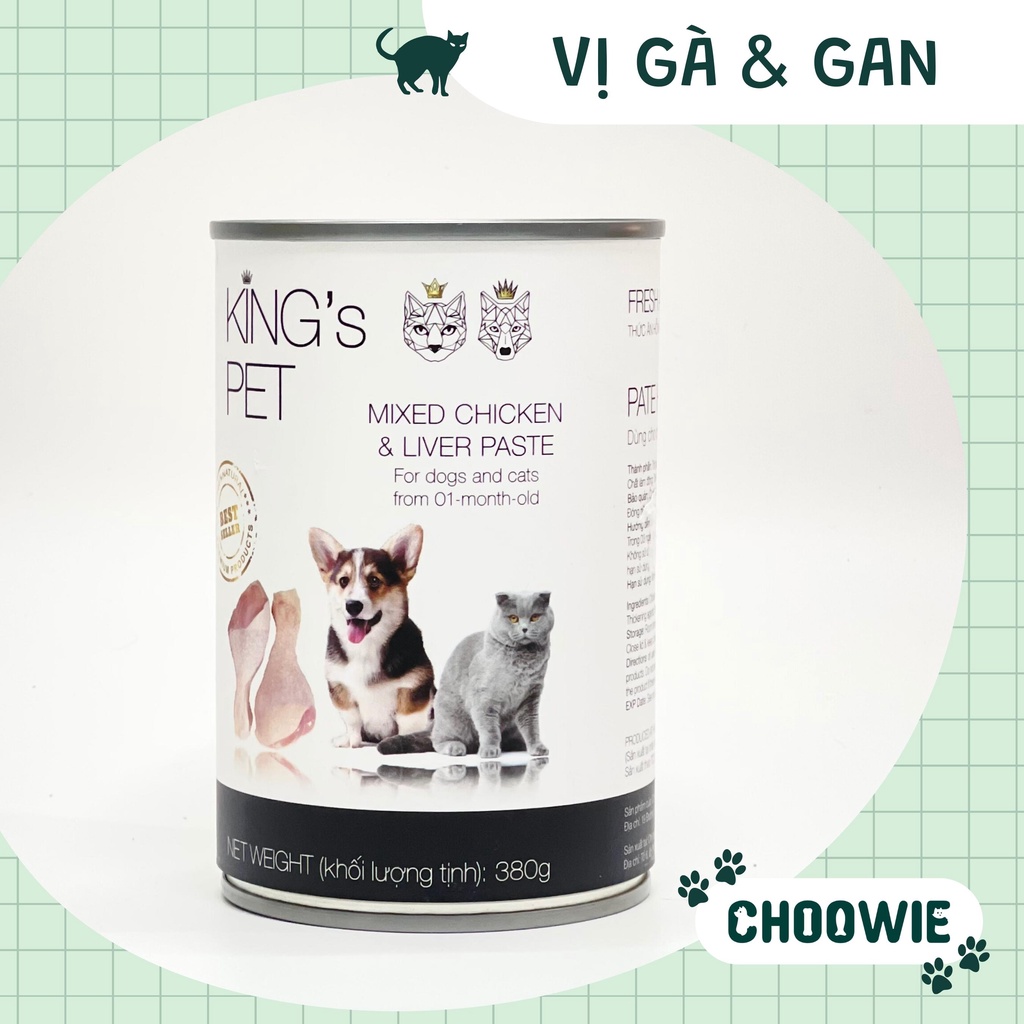 Pate mèo thức ăn cho chó thơm ngon dinh dưỡng KING’S PET 380 gram Choowie Pet Shop