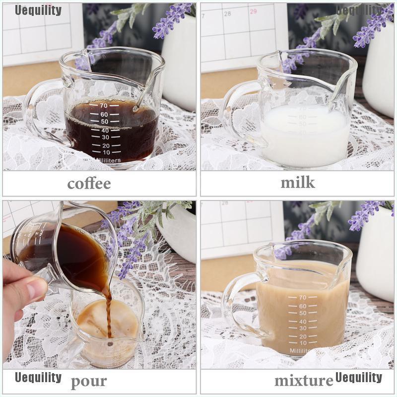 [Uequility] 2 Pack 70ml Espresso Measuring Glass Double Spouts Measuring Cups Espresso Shot