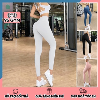 Quần tập gym yoga nữ 95gym QD45 dáng legging dài cạp cao nâng mông chất thun mềm mịn thoáng mát