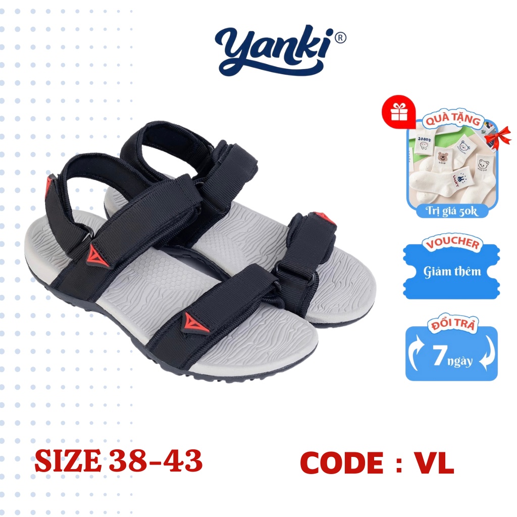 Giày Sandal Nam Quai Ngang Thời Trang YANKI Hàng VNXK (Đen) - VL02