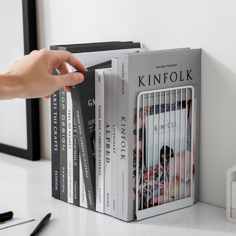 1 Cặp Giá Đỡ Sách Bằng Sắt Chống Trượt Thiết Kế Đơn Giản