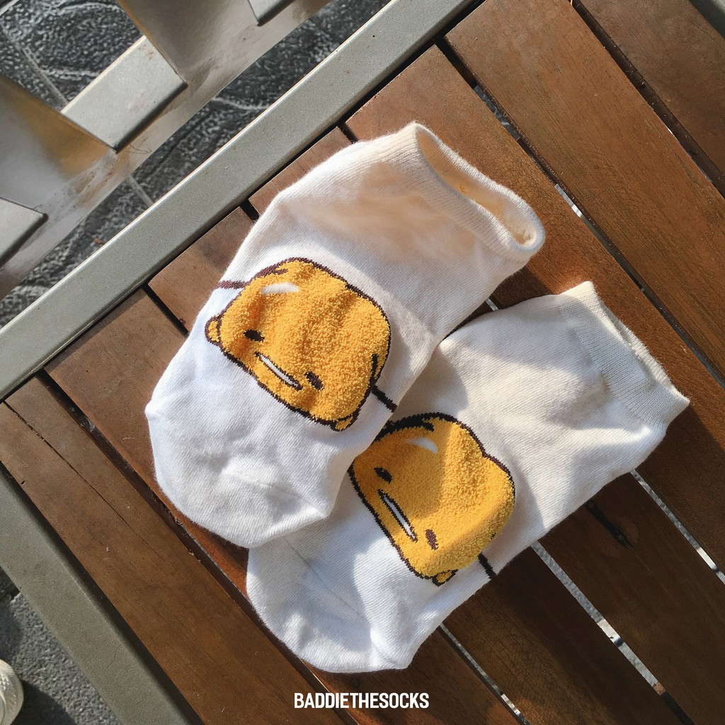 GUDETAMA FUR - Tất vớ thấp cổ unisex nhân vật hoạt hình Trứng Lười dệt bông xù, chính hãng nhập khẩu Hàn Quốc