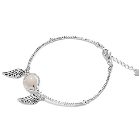 ANCARAT - Vòng tay đá thạch anh trắng phối đôi cánh