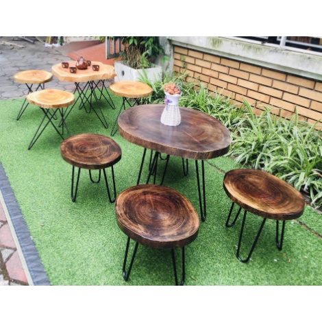 Bàn Cafe - Bàn Trà Gỗ Chân HAIRPIN Phù Hợp Với Quán Cafe, Ban Công, Sân Vườn, Decor Homestay.